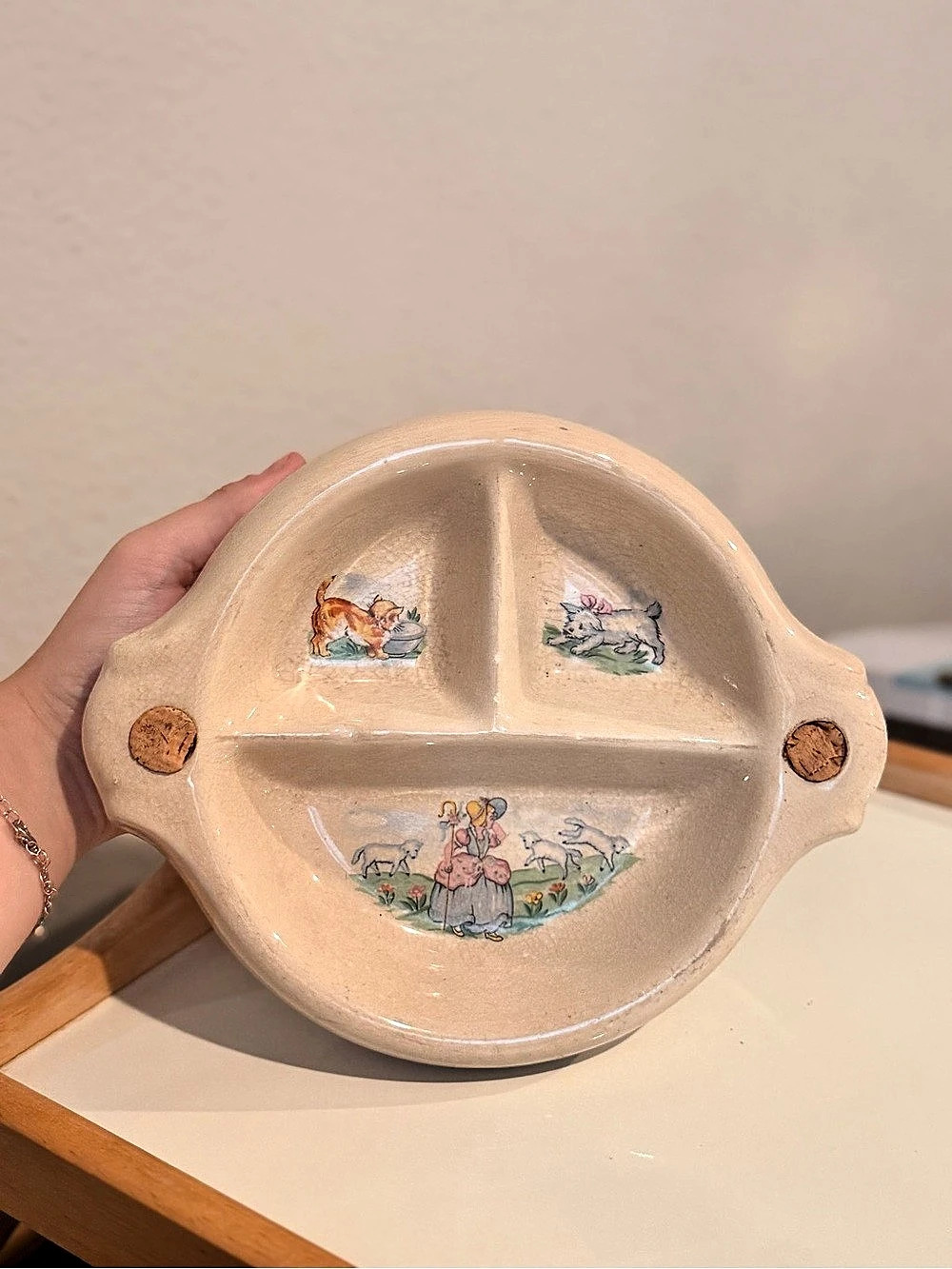 Vintage Divided Ceramic Serving Dish Cottagecore Farm